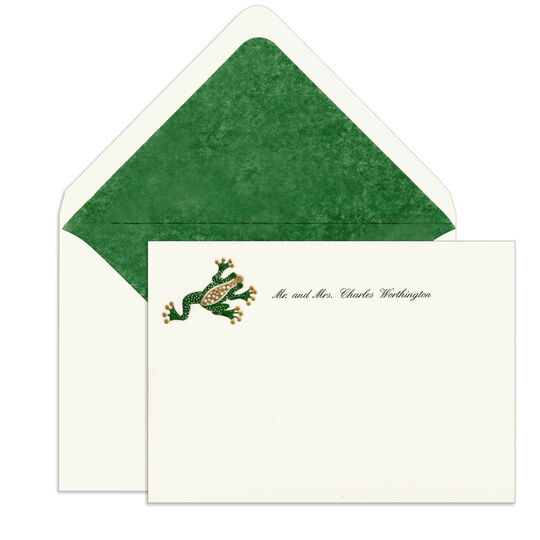 Gilded Frog Engraved Motif Flat Note Cards